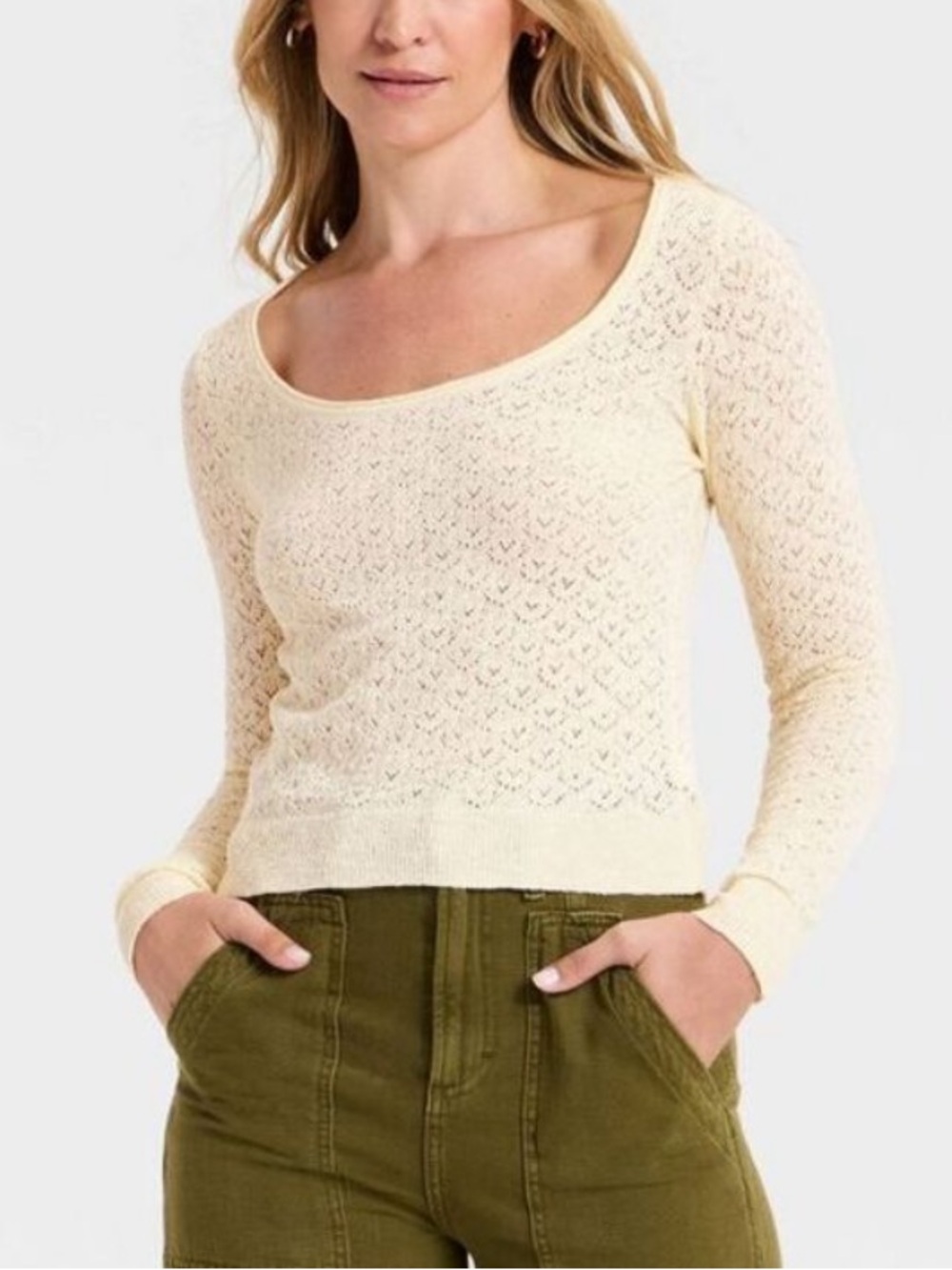 Cream Scoop Neck Pullover Sweater - Universal Thread - NWT